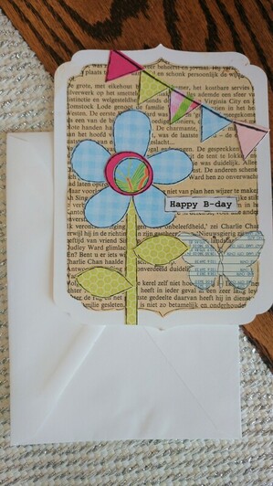 Mixed media card with flower and banner